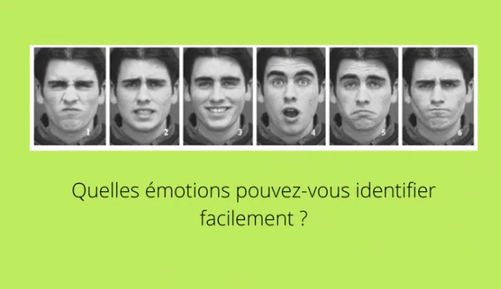 Exercice : reconnaître la colère, la joie parmi les six émotions présentées ci-dessus